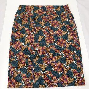 LULAROE Size M Cassie Skirt Pencil Straight Multi-Color Floral Pull on Stretch
